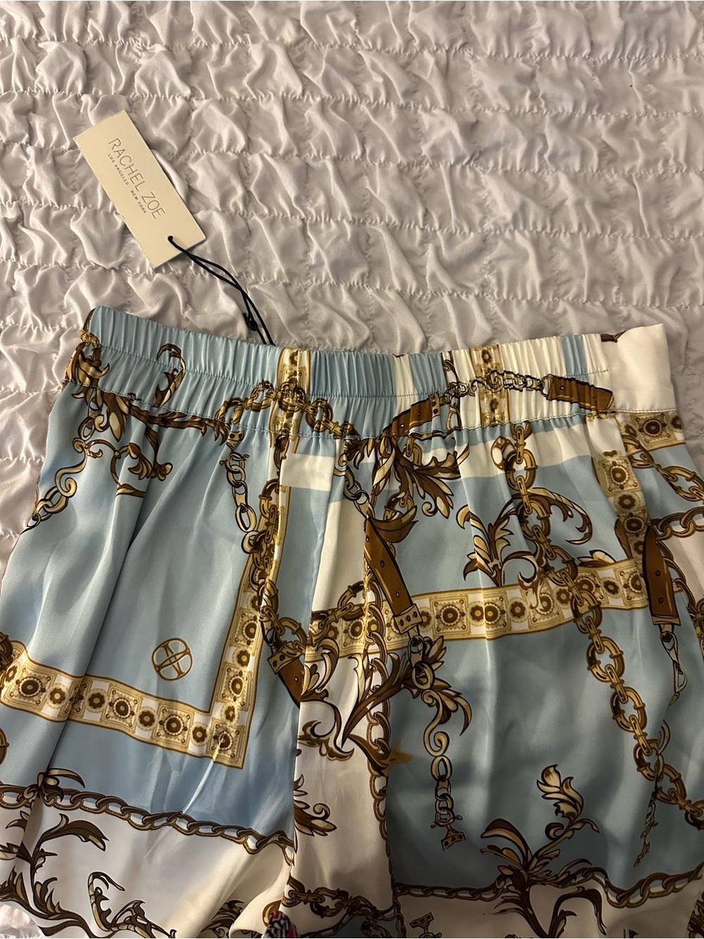 Rachel Zoe Blue & Cream Chain Print Skirt and Top Set - Picture 6 of 6
